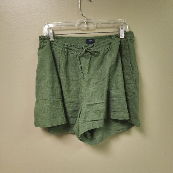 J. Crew High RiseLinen Green Drawstring Elastic Waistband Women's Shorts Sz XXL - Picture 4 of 9